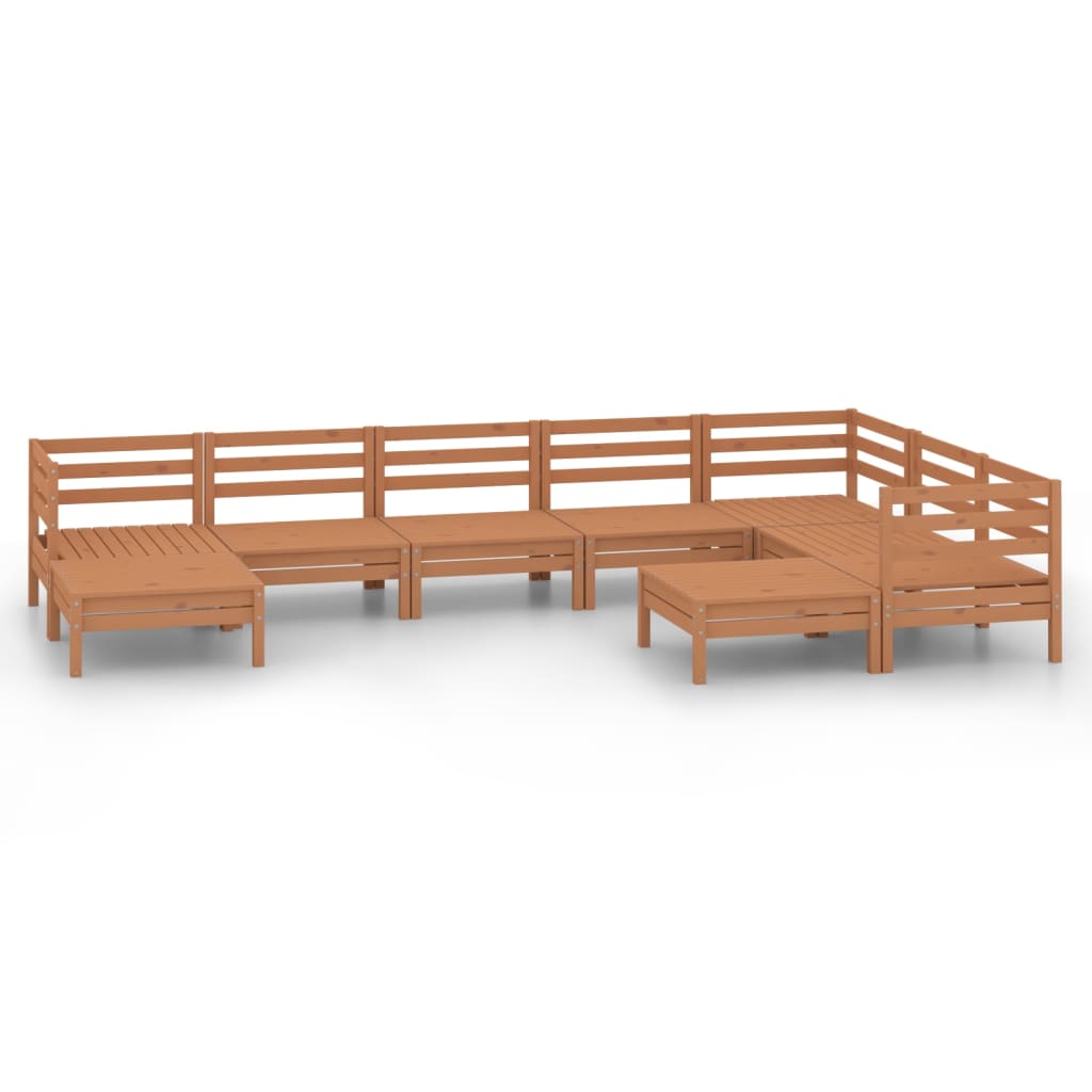 9 Piece Garden Lounge Set Solid Wood Pine Honey Brown