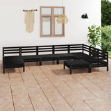 9 Piece Garden Lounge Set Solid Wood Pine Black