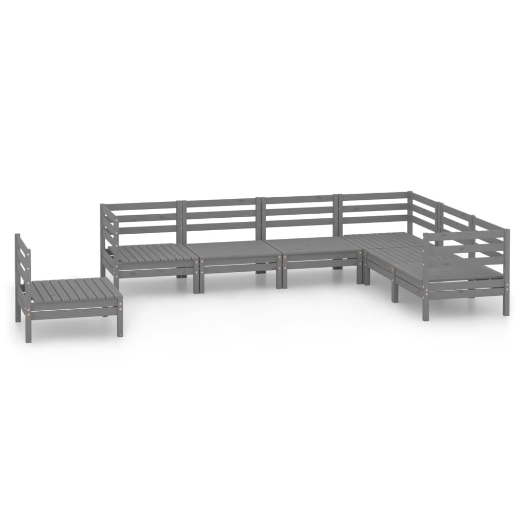 7 Piece Garden Lounge Set Solid Wood Pine Grey