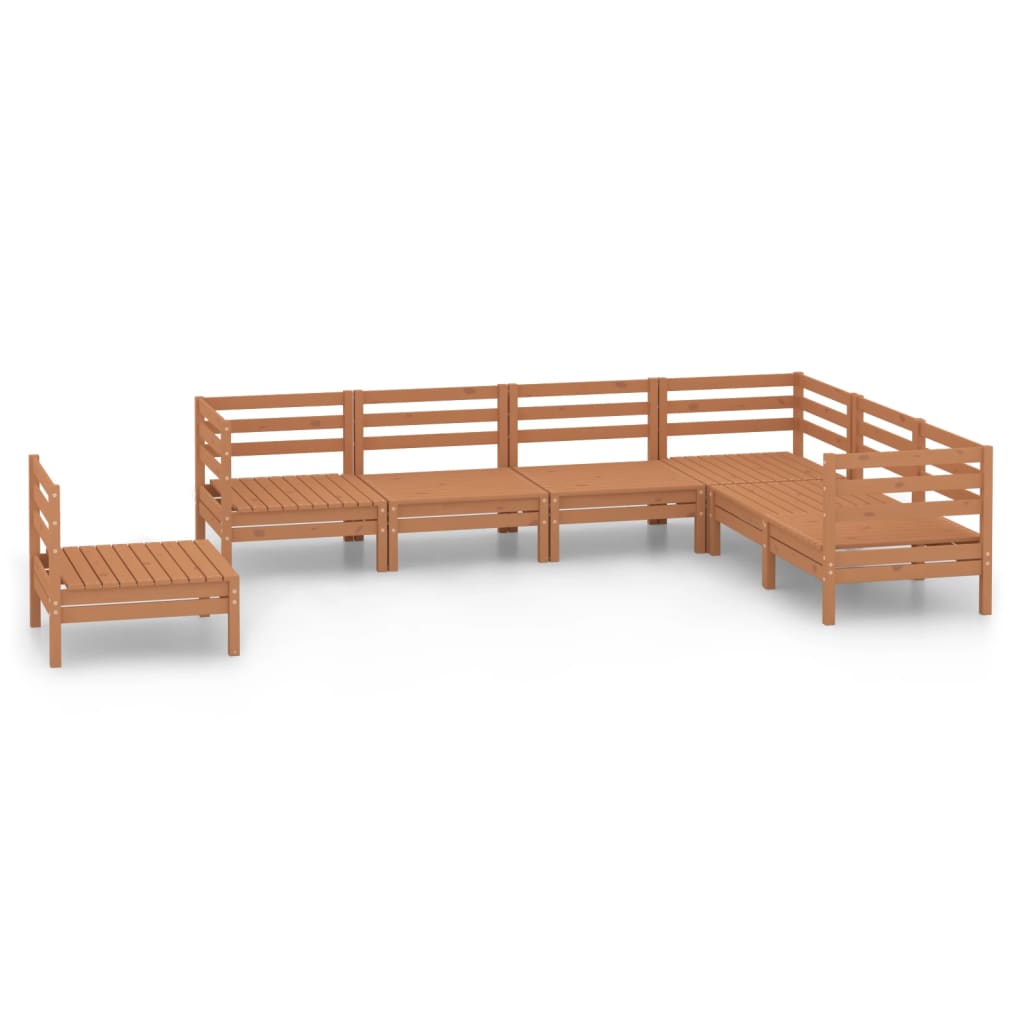 7 Piece Garden Lounge Set Solid Wood Pine Honey Brown