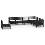 7 Piece Garden Lounge Set Solid Wood Pine Black