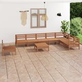 9 Piece Garden Lounge Set Solid Wood Pine Honey Brown