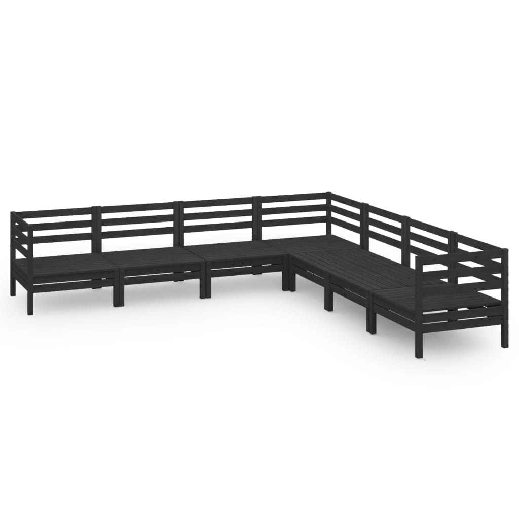 7 Piece Garden Lounge Set Solid Wood Pine Black