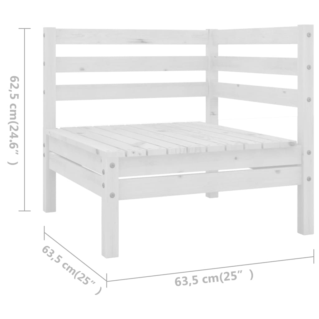 8 Piece Garden Lounge Set Solid Wood Pine White