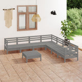 8 Piece Garden Lounge Set Solid Wood Pine Grey