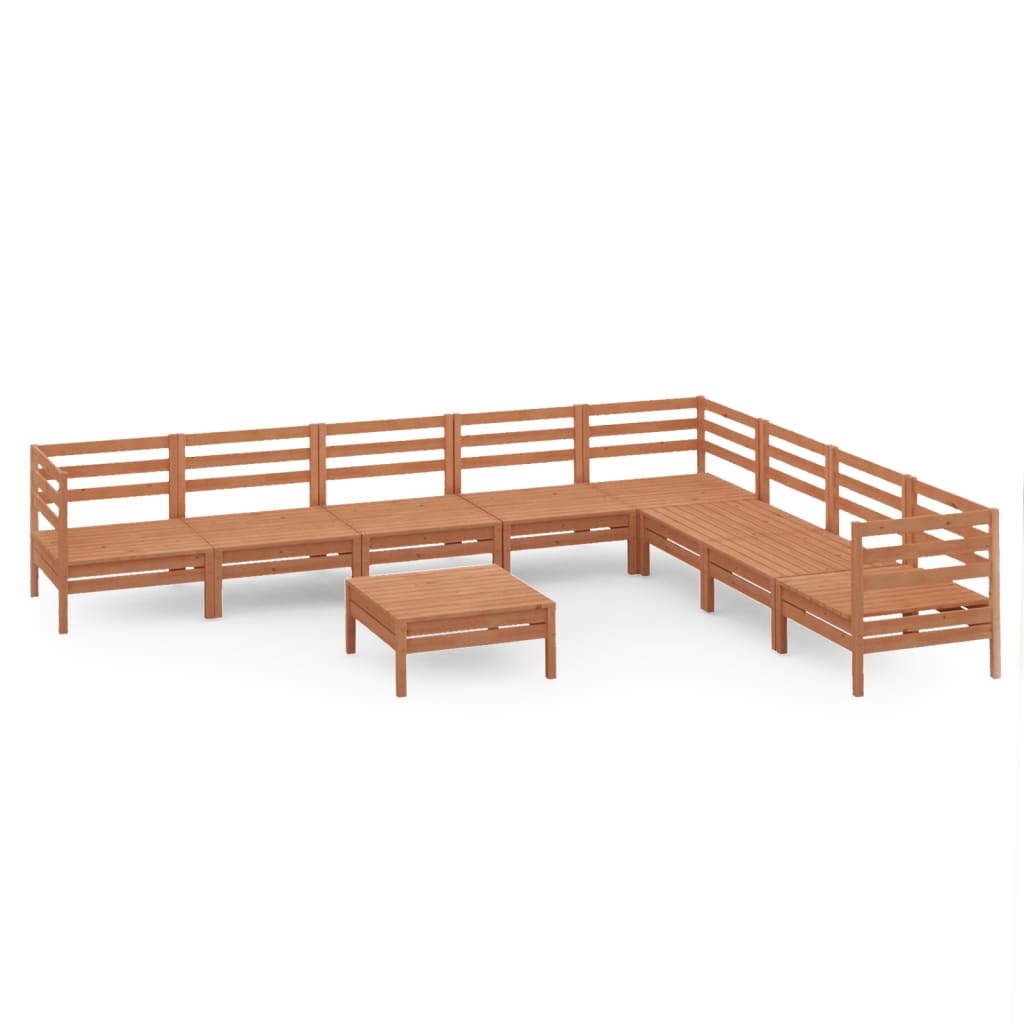 9 Piece Garden Lounge Set Solid Wood Pine Honey Brown