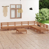 9 Piece Garden Lounge Set Solid Wood Pine Honey Brown