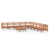 10 Piece Garden Lounge Set Solid Wood Pine Honey Brown