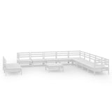 12 Piece Garden Lounge Set Solid Wood Pine White