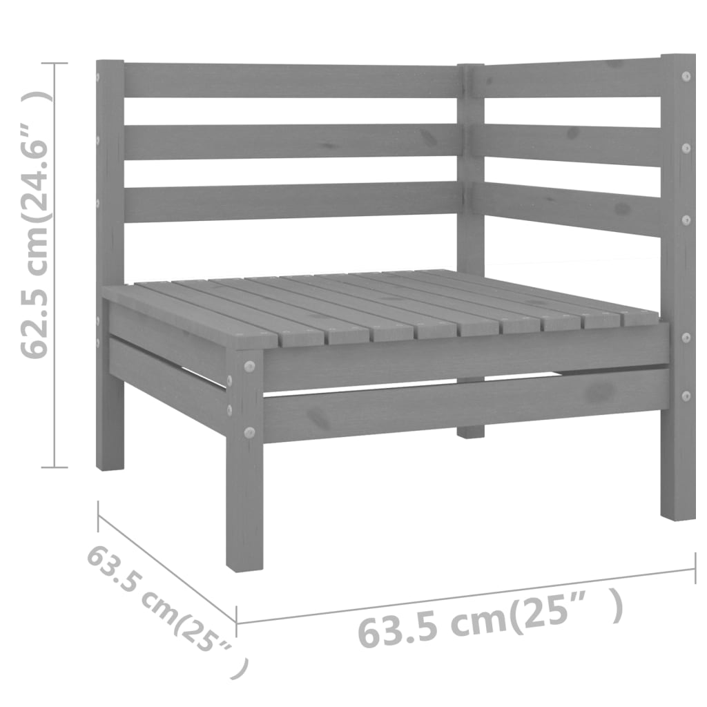 8 Piece Garden Lounge Set Solid Wood Pine Grey