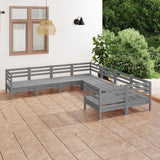 8 Piece Garden Lounge Set Solid Wood Pine Grey