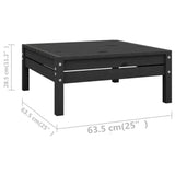 6 Piece Garden Lounge Set Black Solid Wood Pine