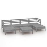 7 Piece Garden Lounge Set Grey Solid Wood Pine