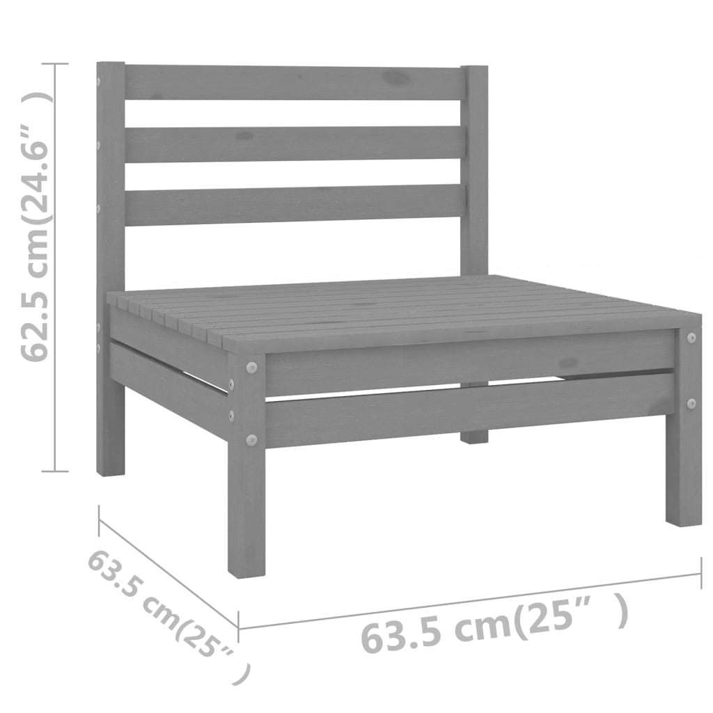 7 Piece Garden Lounge Set Grey Solid Wood Pine