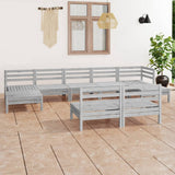 9 Piece Garden Lounge Set White Solid Wood Pine