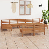 9 Piece Garden Lounge Set Honey Brown Solid Wood Pine