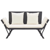 vidaXL Garden Bench with Cushions Black 176 cm Poly Rattan