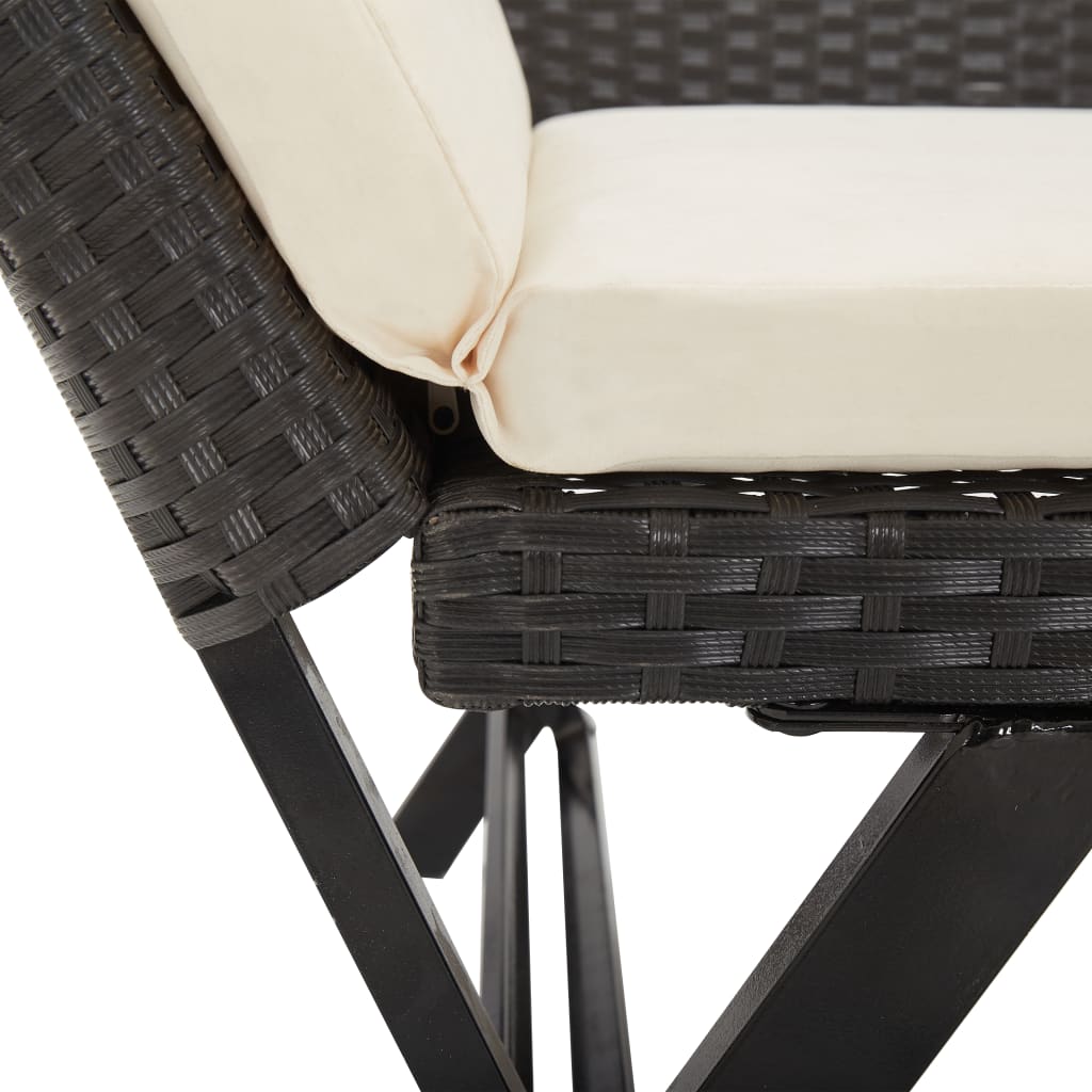 vidaXL Garden Bench with Cushions Black 176 cm Poly Rattan