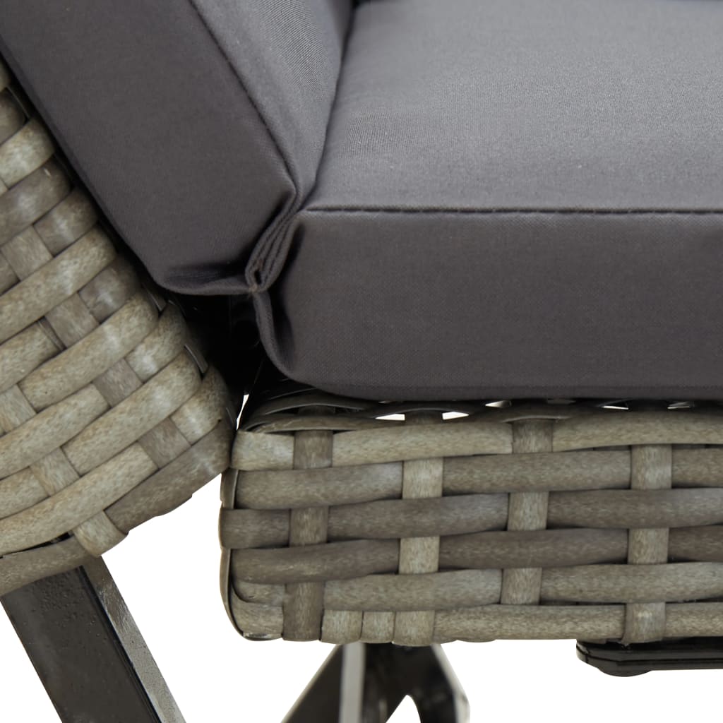 vidaXL Garden Bench with Cushions Grey 176 cm Poly Rattan