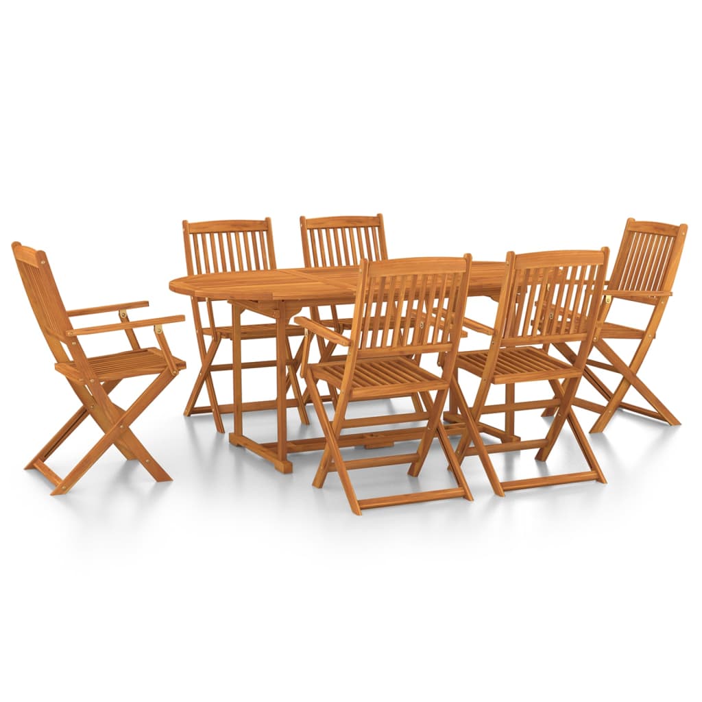 7 Piece Garden Dining Set 180x90x75 cm Solid Wood Acacia