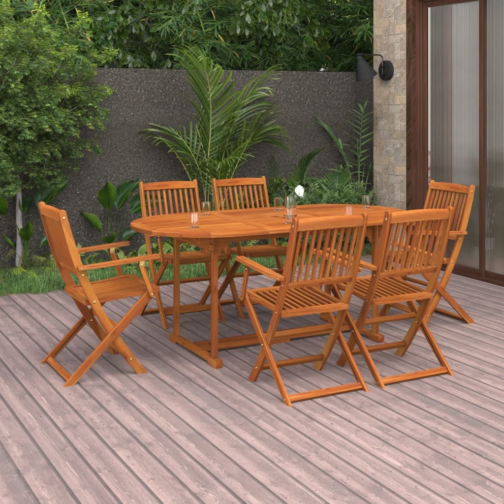 7 Piece Garden Dining Set 180x90x75 cm Solid Wood Acacia