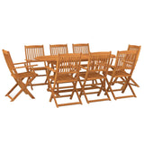 9 Piece Garden Dining Set 180x90x75 cm Solid Wood Acacia