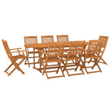 9 Piece Garden Dining Set 220x90x75 cm Solid Wood Acacia