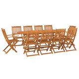 11 Piece Garden Dining Set 220x90x75 cm Solid Wood Acacia