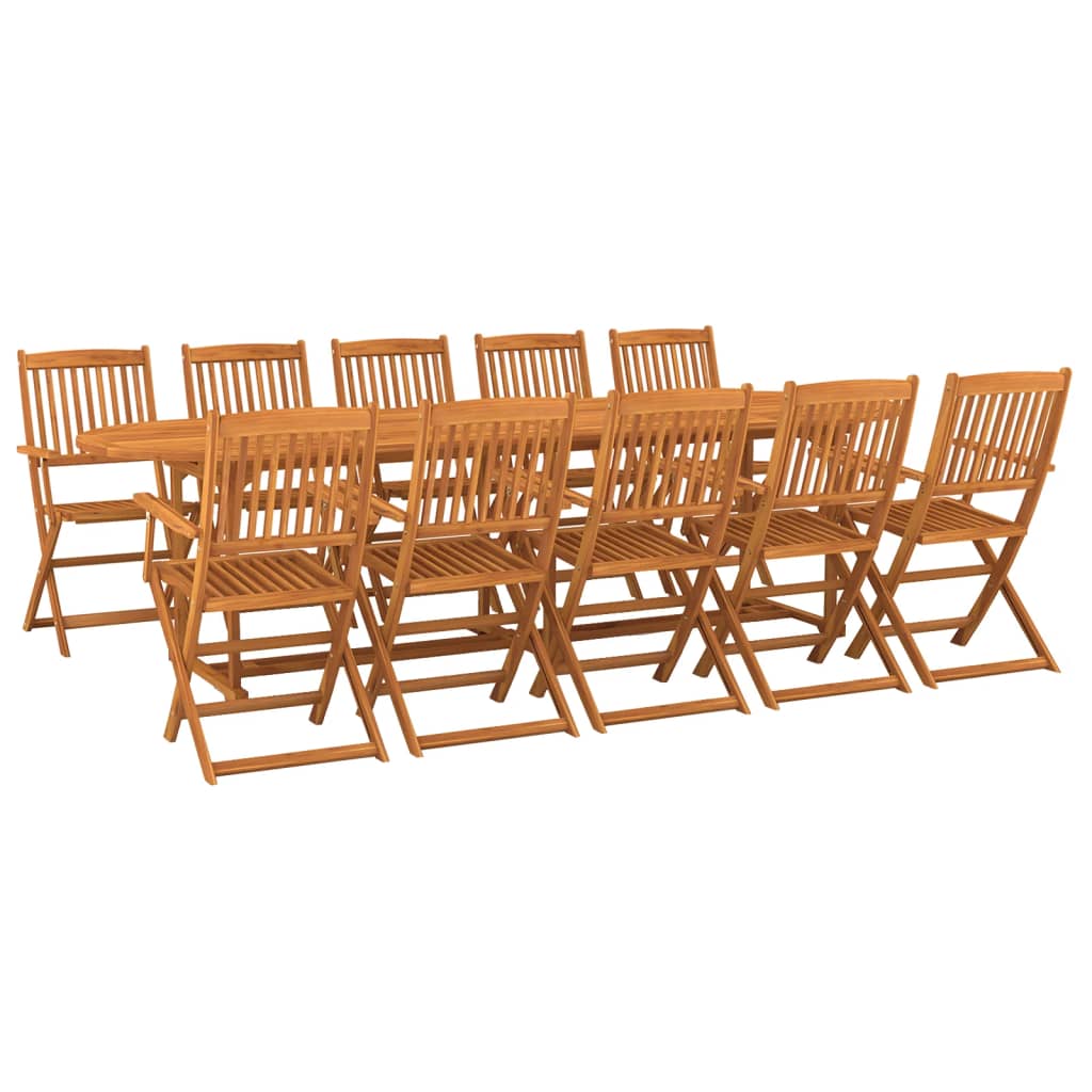 11 Piece Garden Dining Set 280x90x75 cm Solid Wood Acacia