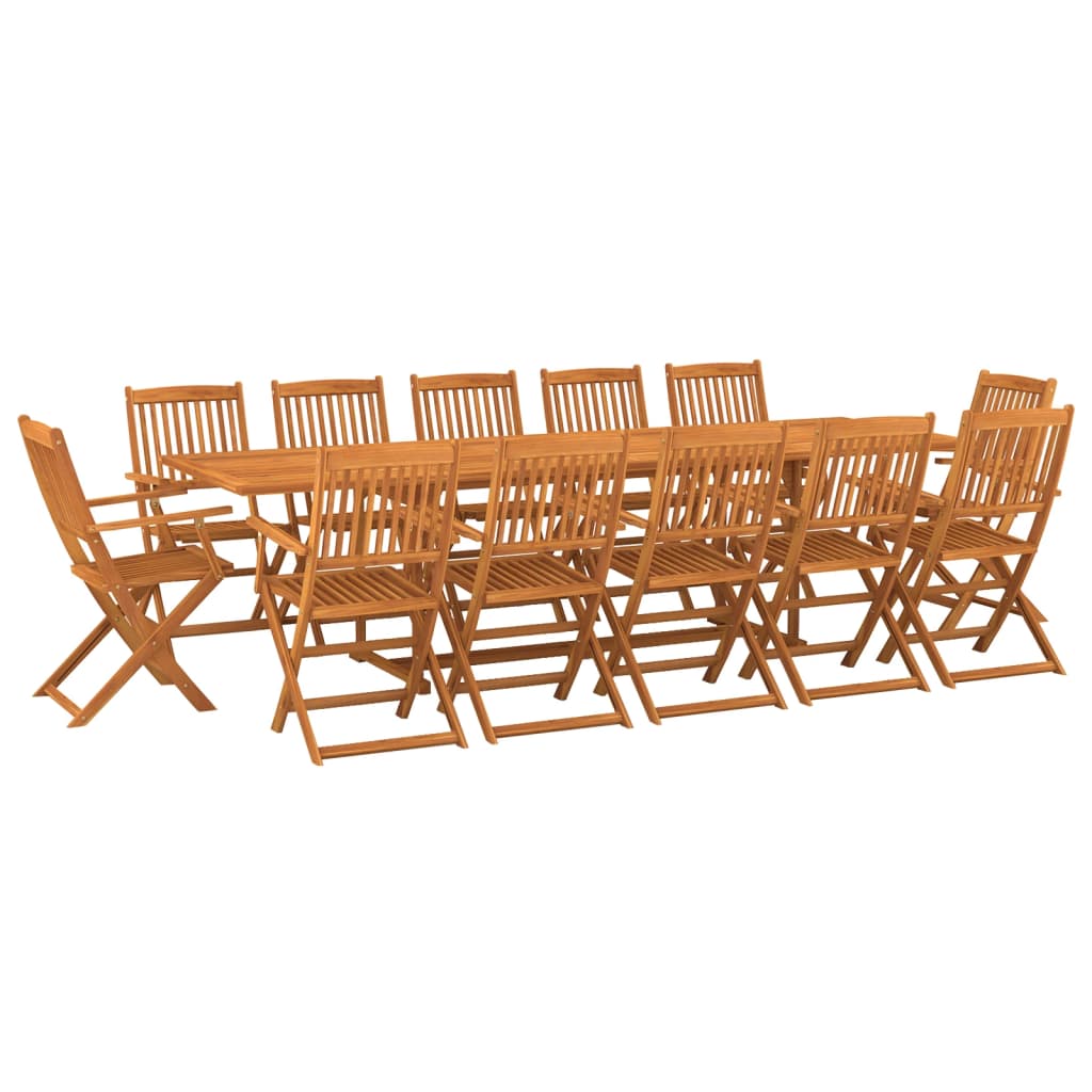 13 Piece Garden Dining Set 280x90x75 cm Solid Wood Acacia