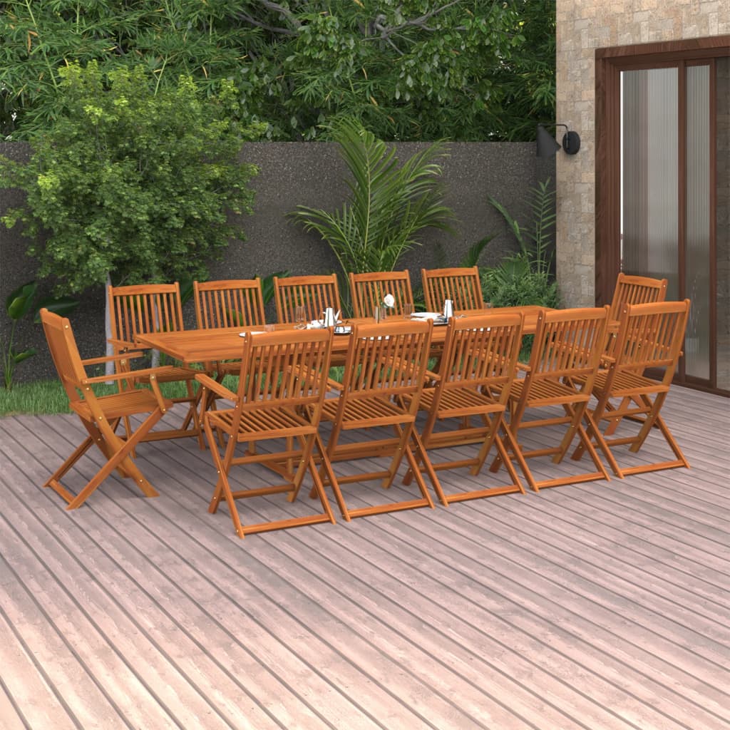 13 Piece Garden Dining Set 280x90x75 cm Solid Wood Acacia