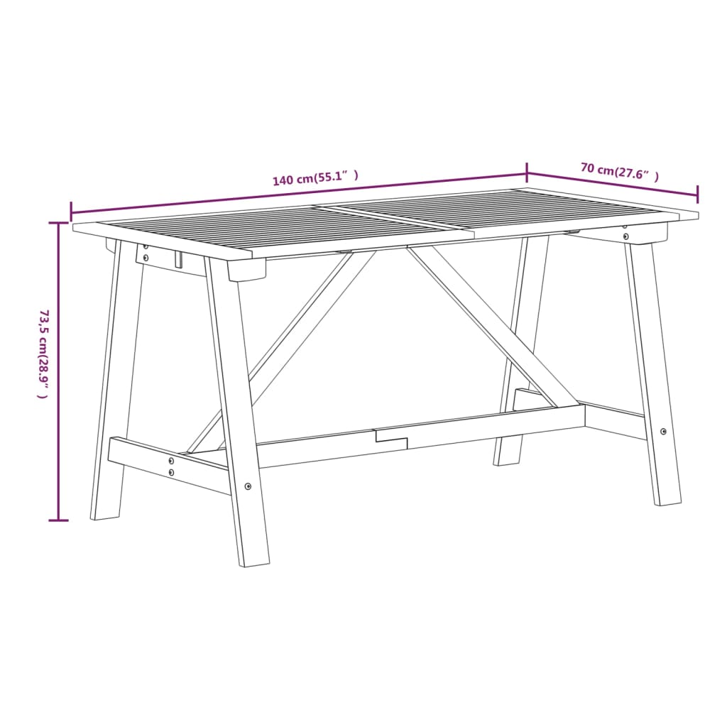 5 Piece Garden Dining Set Solid Acacia Wood