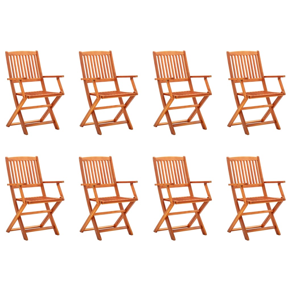 Folding Garden Chairs 8 pcs Solid Eucalyptus Wood