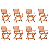 Folding Garden Chairs 8 pcs Solid Eucalyptus Wood