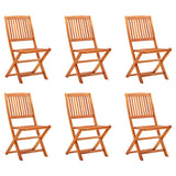 Folding Garden Chairs 6 pcs Solid Eucalyptus Wood