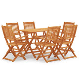 7 Piece Folding Outdoor Dining Set Solid Eucalyptus Wood