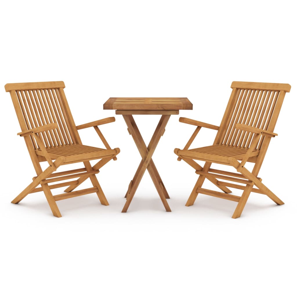 3 Piece Garden Dining Set Solid Wood Teak