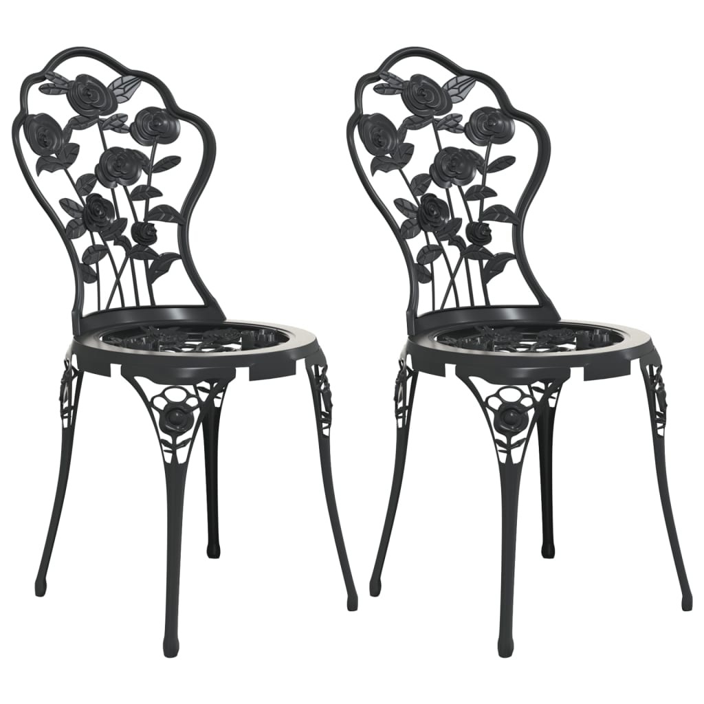 vidaXL Bistro Chairs 2 pcs Cast Aluminium Black