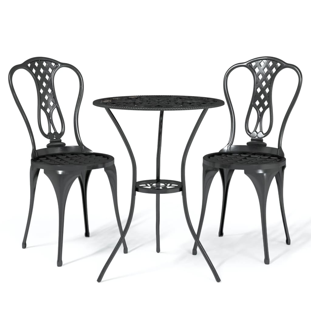 3 Piece Bistro Set Cast Aluminium Black