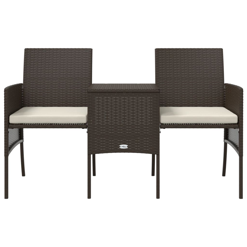 vidaXL Garden Sofa 2-Seater with Table and Stools Brown Poly Rattan