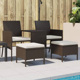 Garden Sofa 2-Seater with Table and Stools Brown Poly Rattan