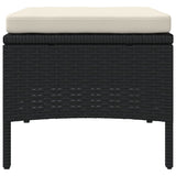 Garden Sofa 2-Seater with Table and Stools Black Poly Rattan