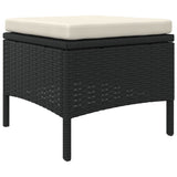 vidaXL Garden Sofa 2-Seater with Table and Stools Black Poly Rattan