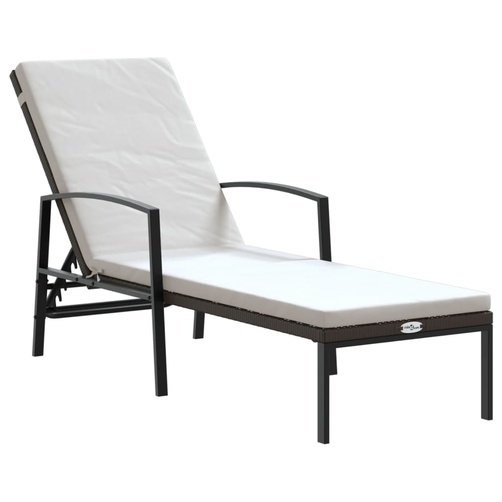 Sun Loungers 2 pcs with Table Poly Rattan Brown