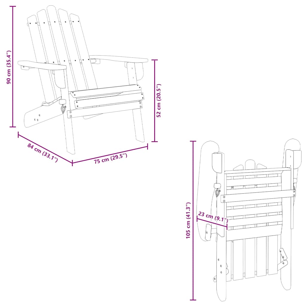 Garden Adirondack Chair Solid Acacia Wood