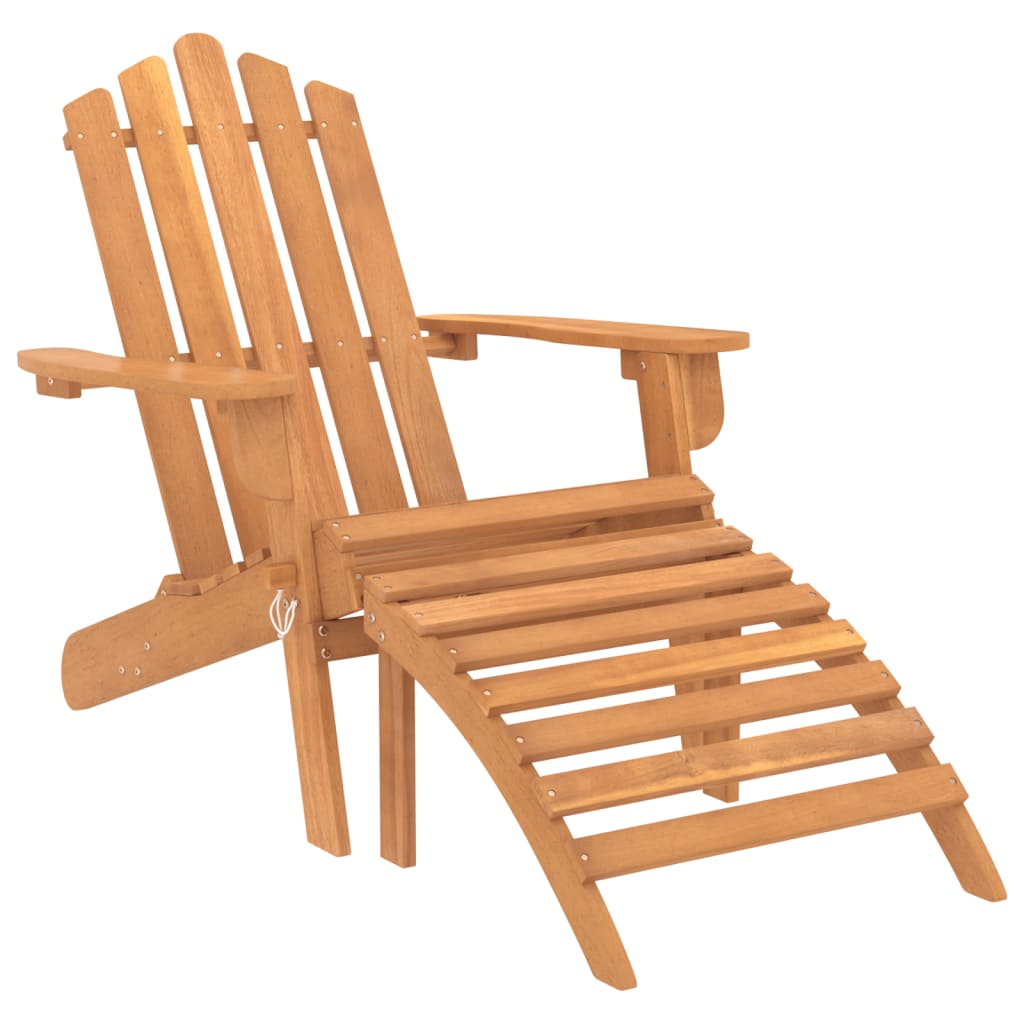 vidaXL Garden Adirondack Chair with Footrest Solid Acacia Wood