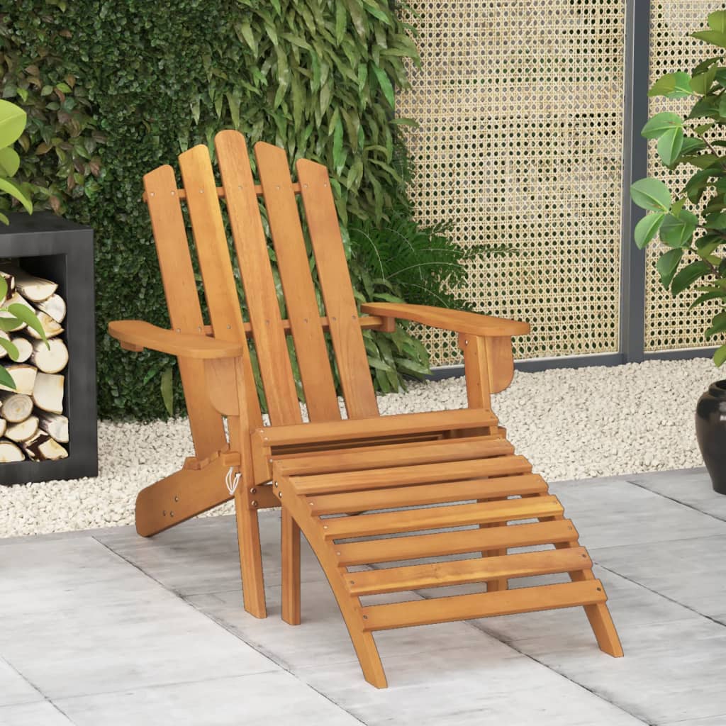 vidaXL Garden Adirondack Chair with Footrest Solid Acacia Wood