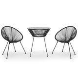 3 Piece Garden Dining Set Black