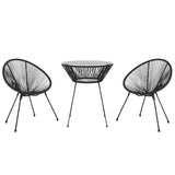 3 Piece Garden Dining Set Black