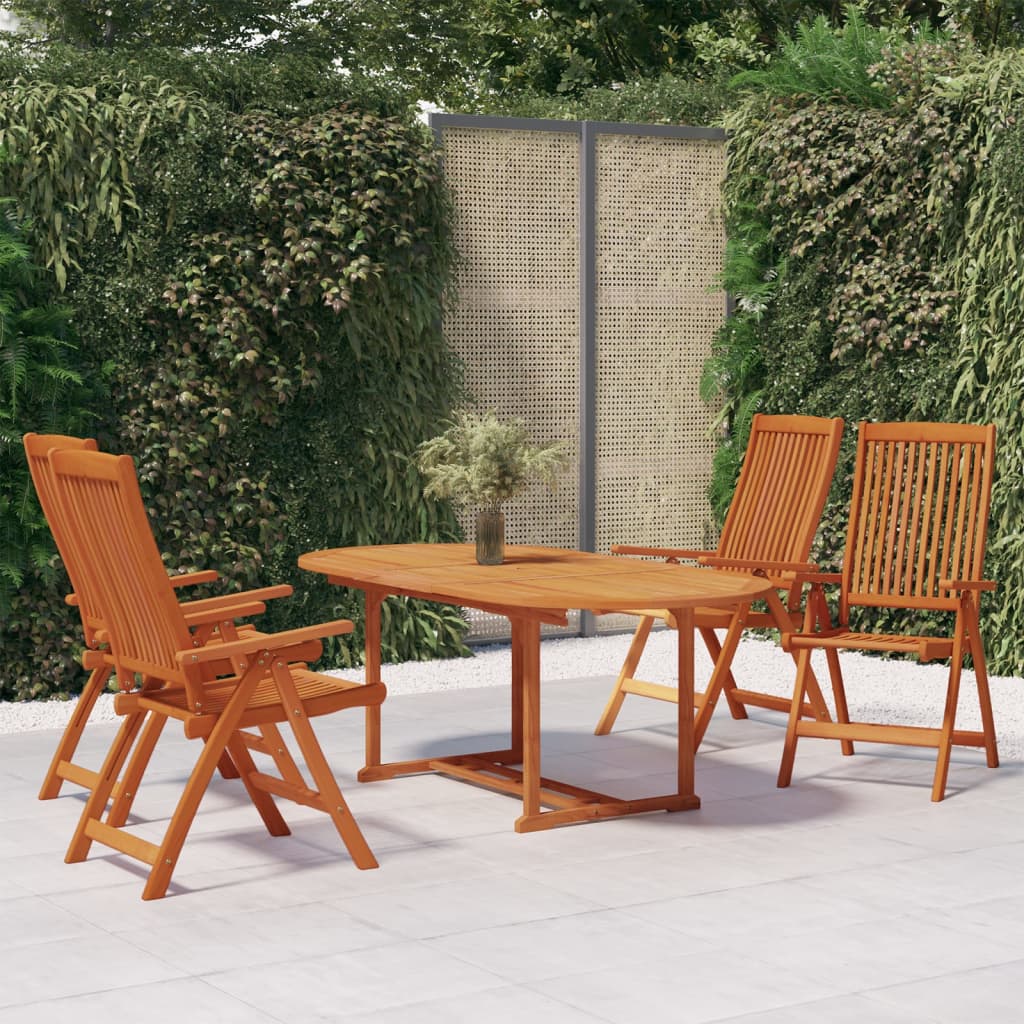 5 Piece Garden Dining Set Solid Wood Eucalyptus